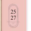 2 x Monthly Planner 2025-2027, Simplified Monthly Calendar Planner, 24 Months Calendar, July 2025 - June 2027, 7.3" * 9.5", Waterproof Cover with Spiral Bound, for Office, School - Pink