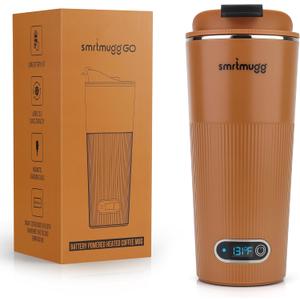 GO Heated Coffee Mug, Travel Mug, 13.5 OZ. Smart Mug, Battery Powered Heated Coffee Mug, Great for Coffee and Tea, Snap on Magnetic Charging Cord, New and Improved (Pumpkin Spice)