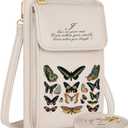 Cell Phone Purse Crossbody Bags for Women - Cute Design Leather Cellphone Bag Small Cross Body Bags Wallet Purses Trendy Aesthetic Pouch for iPhone with Adjustable Strap, Butterfly Specimen
