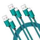 Basesailor for iPhone 17 16 Pro Max Car Carplay Cable 3Pack 3.3/6.6/10FT,USB A to USB C Car Charger Cord for iPad 10 Air 4 5,Mini 6 7,Apple 15 Plus,Samsung Galaxy S24 S25,Z Flip Fold,A54 A53 A52 A51 (Green)