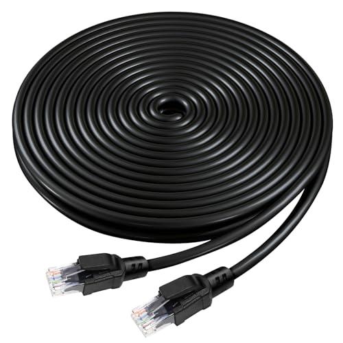 VOIETOLT Cat 6 Outdoor Ethernet Cable 90 ft, 24AWG 10Gbps High Speed Cat6 Ethernet Cable Cord Waterproof Direct Burial LLDPE UV Jacket