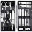 Nail Clippers Set Fingernail and Toenail Clipper Cutters, Manicure Pedicure Kit 18 Pieces Stainless Steel Professional Grooming Kits, Nail Care Tools with Luxurious Travel Case