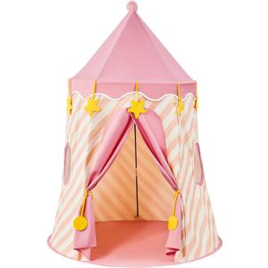 Hallo Deer Kids Play Tent, Princess Castle Pop Up Tent Kids with Star and Window, Portable Toddler Play Tent Indoor Outdoor, Playhouse Indoor Games for Boys & Girls Gifts (Strawberry Pink), 43.31×43.31×61.02 inch