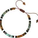 Adjustable Energy Bracelet for Men Women - Handmade Natural Tiger Eye, Turquoise & White Howlite Stone Beaded Bracelet, Healing Crystal Beaded Stretch Spiritual Gift with Gift Box