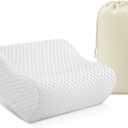 AM AEROMAX Travel Contour Memory Foam Pillow, Cervical Pillow for Neck Pain Relief, Neck Orthopedic Sleeping Pillows for Side, Back and Stomach Sleepers (White)