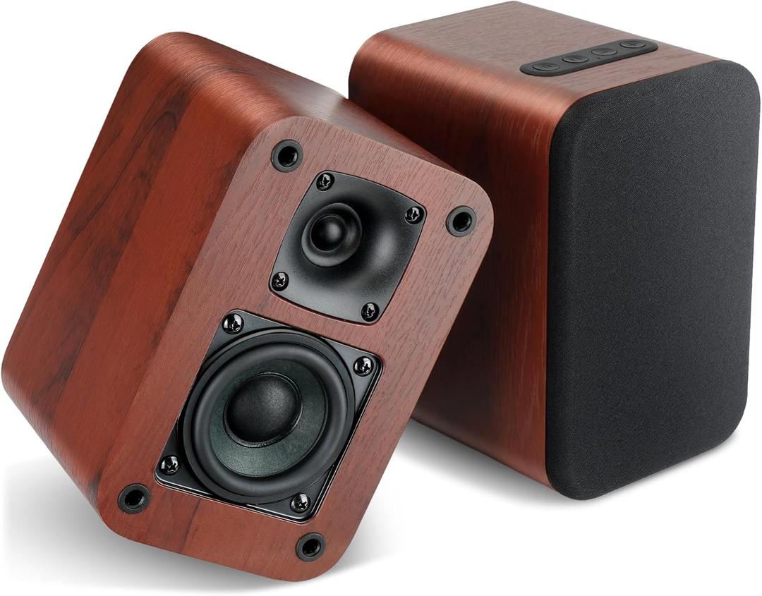RIOWOIS Powered Bluetooth Bookshelf Speakers, 40W Record Player Speakers with 2.75 Inch Woofer, Stereo Speakers with Optical/AUX/TV-ARC Connection for Turntable, No Receiver or Amplifier Required.