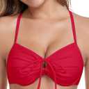 Ocean Blues Front Tie Underwire Molded Cup Bikini Swim Top (M)