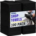 Microfiber Cleaning Cloth, 100 Pack Black Cleaning Rags Microfiber Towel Bulk Absorbent Lint-Free Wash Cloths, All-Purpose Towels for Cars, Shop, Automotive, Garage, Home & Kitchen