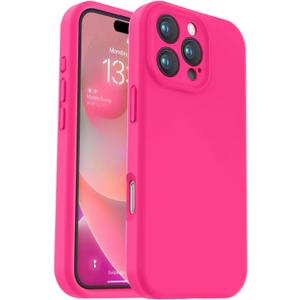Vooii Compatible with iPhone 16 Pro Case, Liquid Silicone Upgrade [Camera Protection] [Soft Anti-Scratch Microfiber Lining] Shockproof Phone Case for iPhone 16 Pro 6.3 inch - Hot Pink