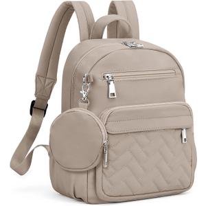 SYTRAH Mini Backpack for Women Small Backpack Purse, Anti Theft Backpack Waterproof Lightweight Puffer Back packs for Travel, Work with Coin Purse Khaki
