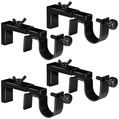 Pack of 4 Adjustable Curtain Rod Bracket Attachment for Outside Mounted Blinds, Fit for 1.3 - 2 inches Wide Track, No Drill Curtain Rod Holder for Externally Mounted Blinds Drapery Rods