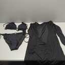 3 Piece Swimsuits Women Bikini Sets Triangle Halter Bathing Suit with Sexy Mesh Beach Cover Up (18 Plus, Black)