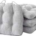 Chair Cushions for Dining Chairs Set of 4, Kitchen Chair Cushions, Chair Pads with Ties and Non Slip Backing, Tufted Memory Foam Seat Cushion 4 Pack, 15.5" x 15.5" x 4", Light Gray