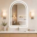 Arched LED Bathroom Mirrors with Lights 30"x40" LED Mirror for Bathroom,Led Vanity Mirror, Anti-Fog,LED Mirrors with Light, Anti-Fog, Dimmable, 3 Color, Shatterproof, Touch Sensor