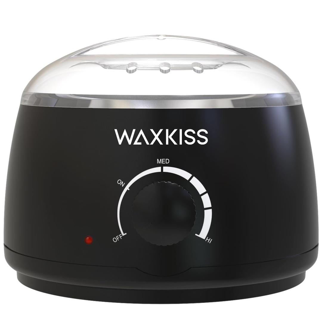 Waxkiss 14Oz Wax Warmer for Hair Removal, Professional Wax Melting Machine for Women Men With Aluminum Pot And See-Through Lid (Black01)