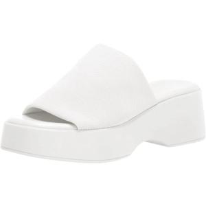 Minshluu Womens Wedge SIides Sandals Platform Open Toe Slip On Elastic Band Wedges Shoes (9, White)