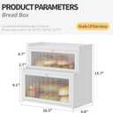 Double Layer Bamboo Bread Box for Kitchen Counter,Bread Holder,Countertop Bread Storage with Window (White)