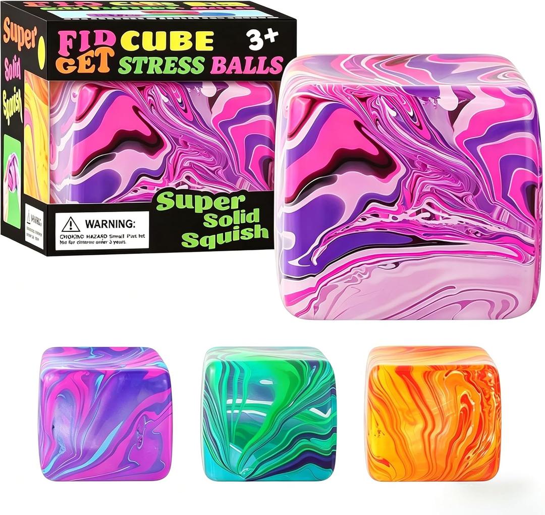 1 Pack Fidget Toys Squishy Stress Cube, Stress Balls for Kids Adults Squishies Stress Relief, Ice Squishy Cube Sugar Balls, Sensory Toys for Kids with Autism, Fidgets for Classroom Prize Toys (Pink)