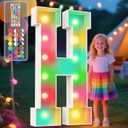 Ledido 4FT Marquee Light Up Letters, 34 Colors Changing Marquee Letter 4 Feet Tall with Remote, Big Letters for Party Wedding Graduation Birthday Decorations, Large Light Up Letter H