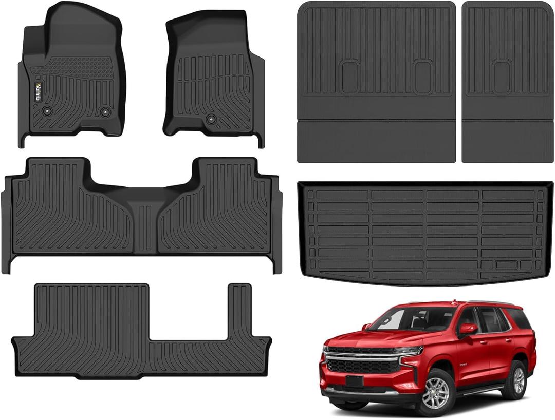 Wailtnb-All Weather Floor Mats & Cargo Liner for 2025-2021 Chevrolet Tahoe & GMC Yukon (8 Seater) (Not fit XL) Custom Fit Tahoe Waterproof Durable Easy to Clean fit for Tahoe Accessories for Tahoe