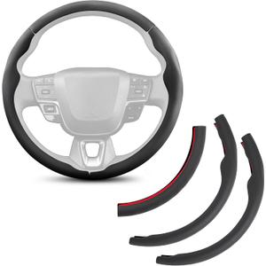 West Llama 3 Piece Leather Steering Wheel Cover, 14.5 Inch 3 Pc Auto Car Steering Wheel Cover Universal Fit for Cars, SUVs (Black)