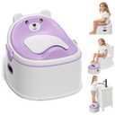 3-in-1 Toddler Potty Training Toilet for Boys & Girls - Convertible Potty Chair with Step Stool for Toddlers 1-3, Anti-Slip Design Toddler Toilet Seat - Removable & Easy to Clean (Lavender)