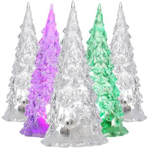 Toddmomy 5pcs Tabletop Lighted Christmas Tree, LED Acrylic Night Light Christmas Tree Light Ornament for Holiday Christmas Table Centerpieces Decoration