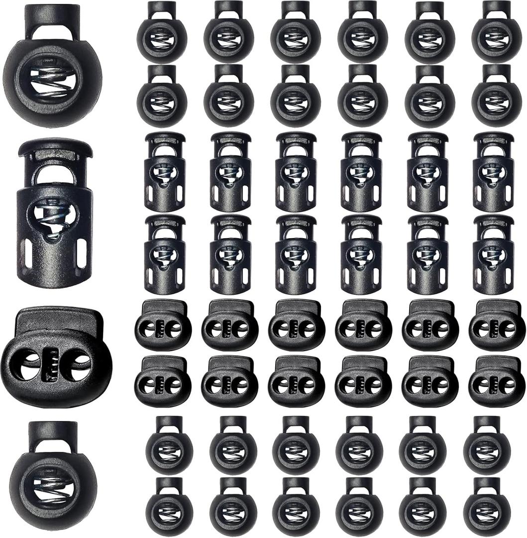 48pcs Upgraded Plastic Cord Lock, Cord Locks - Draw String Clip with Spring Toggle Stoppers Buttons for Drawstrings, Shoelaces, Paracord