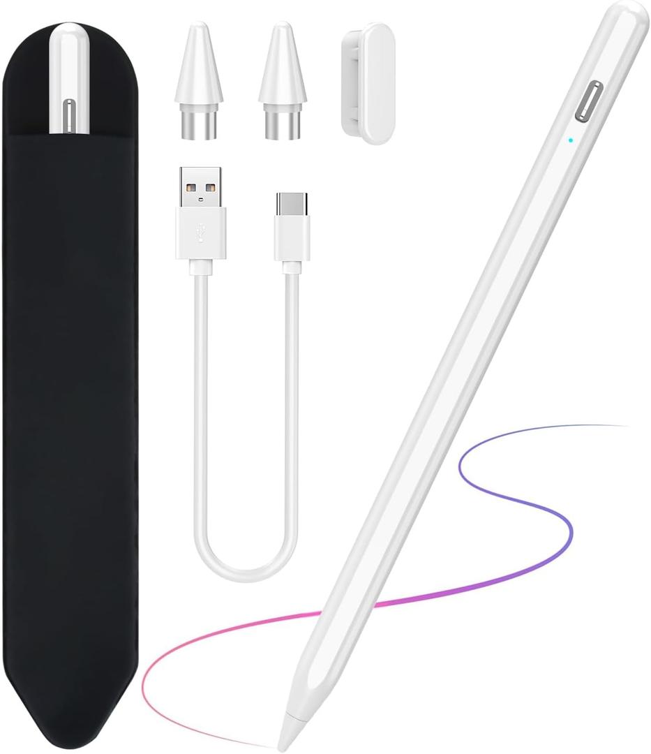 Stylus Pen for Android Tablets Phones, Active Digital Pencil for Samsung Lenovo Huawei Vivo Mi Tablets & iPhone Google Pixel, Universal Stylus Pen for Most Android Touch Screens & iPhone Drawing (White-Black)
