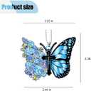 Butterfly Car Rearview Mirror Accessories, Acrylic Hanging Car Rear View Mirror Charm, Lovely Flower Car Ornament Pendant for Home Decoration Keepsake Christmas Valentine's Day Present (Blue)