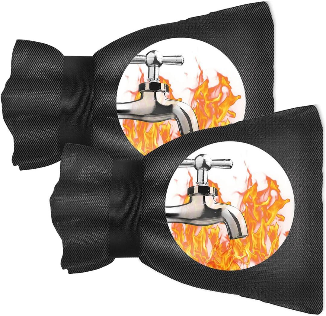 2 x Outdoor Faucet Covers for Winter Freeze Protection, 2 Pack 8.8" H X 5.9" W Outside Winterize Insulation Hose Bib Water Spigot Cover Winter Insulated Outdoor Sock Faucet Cover for Cold Weather
