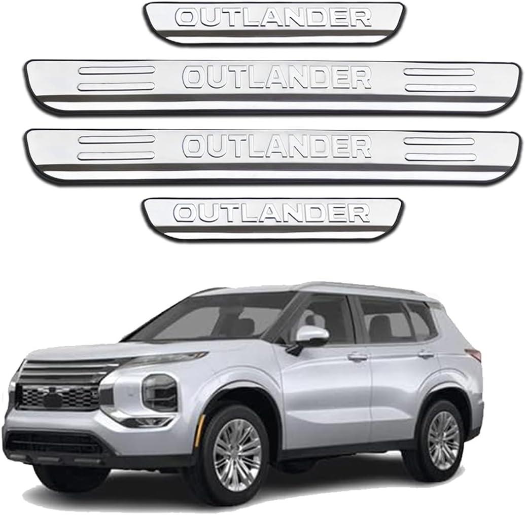 Chrome Door Sill Protector Trim Guard for Mitsubishi Outlander 2013 2025 2026, Stainless Steels Accessories Plates Cover Auto Interior Accessory Kick Panels
