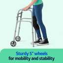 Medline Lightweight Junior/Lower Height Folding Walker with 5 Wheels