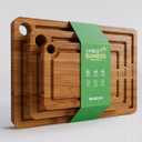 Bamboo Cutting Board for Kitchen, 3-Piece Set with Juice Grooves, Side Handles & Non-Slip Mats  Durable Bamboo Chopping Board for Meat, Vegetables and Fruits (Carbonized brown)