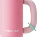 CHAKO LAB 33oz Insulated Tumbler with Spout and Straw | Ceramic Coated Interior for Pure Taste | Leakproof Stainless Steel Water Bottle| Vacuum Travel Coffee Mug |Cup Holder Friendly | Strawberry