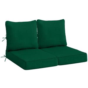 Olefin Deep Seat Cushion, Water Resistant Patio Cushion Dark Green 24x24x4