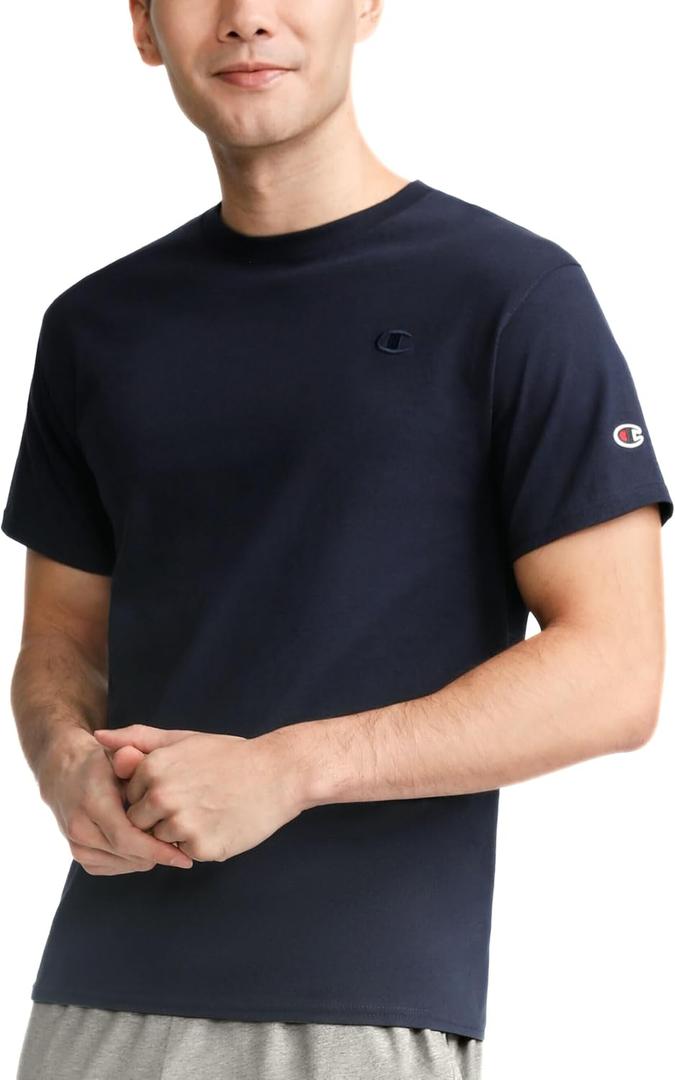Champion Men's Classic Everyday Soft, Comfortable T-Shirt (Regular or Big & Tall) (Large, Navy - C Logo)