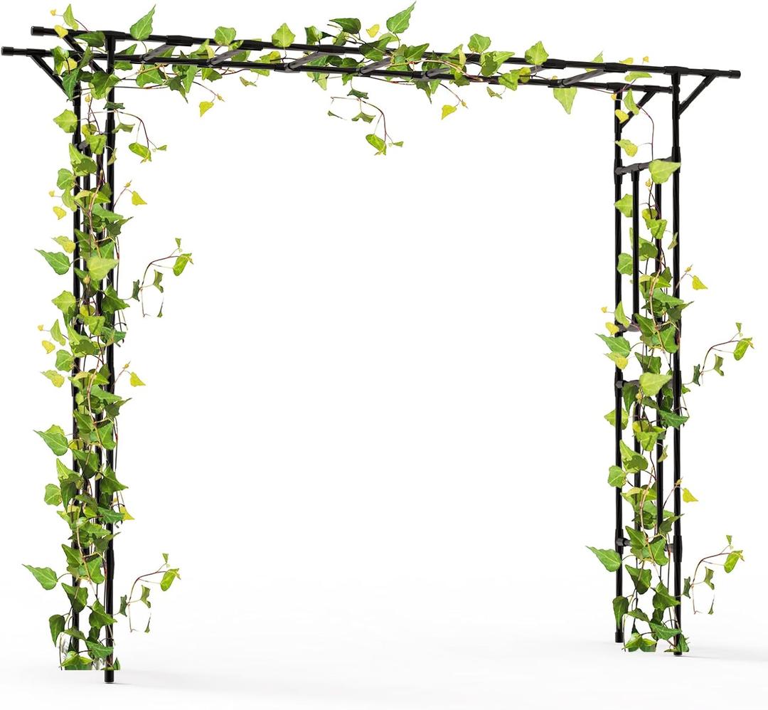 Garden Arch Trellis - 100" L x 86" H Supersize Flattop Garden Arch - Garden Trellis for Lawn, Party, Ceremony Wedding Decoration (Pipe Diameter - 20MM)