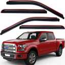 Lightronic Extra Durable Clip-on In-Channel Auto Vent Window Visor, Fits 2015-2025 Ford F-150, 2017-2025 F-150 Raptor, SuperCrew, UV Protection Rain Guard, Original Window Deflector, Dark Smoke, 4-Pcs