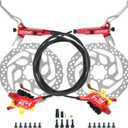 IIIPRO MTB 4 Pistons Hydraulic Disc Brake Set Left Front 800mm Right Rear 1550mm with 160mm Rotors, Mountain Bike Bicycle Disc Brake Kit with Ceramic Brake Pad for eBike, Road Bike, Fat Bike