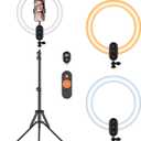 12 inch Ring Light with Stand 2800mAh Rechargeable, LED Circle Selfie Cordless Ringlight with 63" Tripod/Phone Holder/Remote for Makeup Live/Video Recording/Tiktok/YouTube/Podcasting/Vlogging