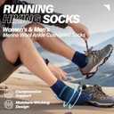 6 Pairs Merino Wool Ankle Running Hiking Socks Compression Support Breathable Thick Cushion No Show Socks for Women Men (Medium)