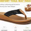 COFACE Womens Flip Flops with Arch Support Ladies Fashion Lightweight Wedge Flip Flops Comfortable Yoga Mat Sole Summer Platform Thong Sandals (11, Black Tan)