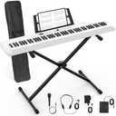 88 Key Piano Keyboard, Semi Weighted Electronic Digital Piano with Music Stand, Power Supply, Sustain Pedal, Bluetooth, Stand, MIDI, for Beginner Professional at Home, Stage