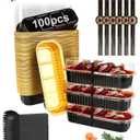 100 Pack Mini Loaf Pans with Lids, Spoons & Stickers  Disposable Aluminum Foil Baking Cake Containers for Oven, Air Fryer & Freezer  Ideal for Cakes, Bread, Pudding, Parties & Gifting, Black