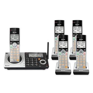 AT&T CL83507 DECT 6.0 5-Handset Cordless Phone with Dual Keypad Base, Smart Call Blocker, Caller ID Announcer, Answering Machine, Intercom & Unsurpassed Range - Silver/Black