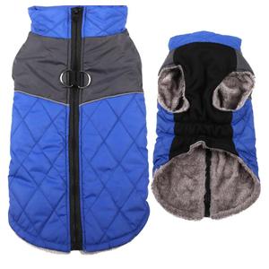 JoyDaog Warm Fleece Dog Coats for Medium Dogs,D-Rings Waterproof Puppy Jacket for Cold Winter,Blue (3XL)