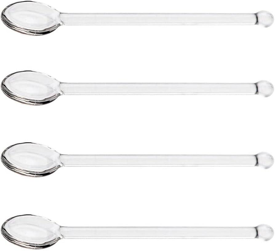3Pcs Clear Glass Tea Spoon Stirrer  Long Handle Coffee & Cocktail Stirrer for Home Bar & Party Gathering