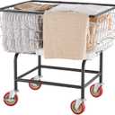 VEVOR Wire Laundry Cart, 2.8Bushel Wire Laundry Basket with Wheels, 26.7''x21.7''x26.4'' Commercial Basket Cart, Steel Frame with Chrome Finish, 4" Casters