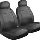 Custom Accessories 2-Piece Midnight Plush Seat Covers for Cars, Trucks, and SUVs, Vegan Leather Seat Cover for Cars, Universal-Fit Car Seat Covers, Interior Accessories - Black